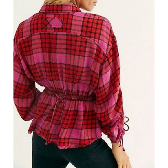 NWT Free People Pacific Dawn plaid shirt - Picture 4 of 7